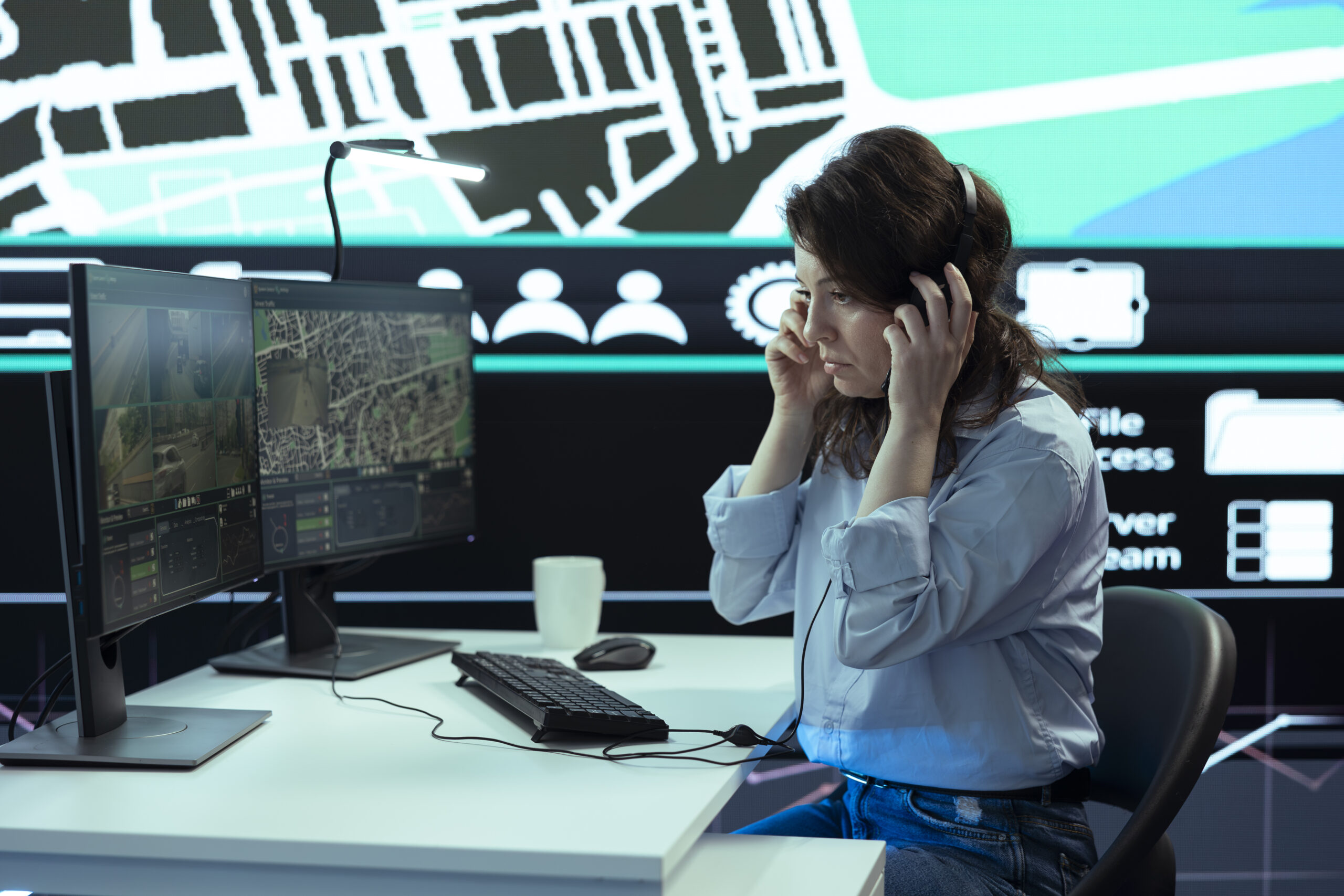 woman operator works call center ensure fast order delivery clients